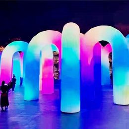 Party Decoration Colorful Changing LED Inflatable U Shaped Arch Door Wedding Christmas Stage Celebration Layout Rainbow Gate