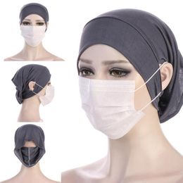 Ethnic Clothing Muslim Women Inner Hijabs Twisted Turban Cap Forehead Cross With Ear Holes Hat Wear Mask Islamic Ladies Head WrapEthnic
