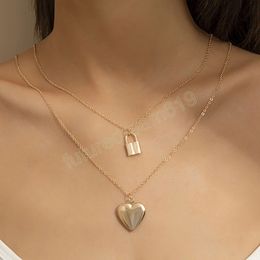 Vintage Simple Alloy Heart Shape Gold Colour Metal Pendant Necklace Women Boho Clavicle Necklaces Girls Fashion Jewellery