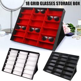 eyeglass storage cases UK - Newly 18 Grids Eyeglass Sunglasses Glasses Storage Display Box Holder Case Organizer Z1123205n