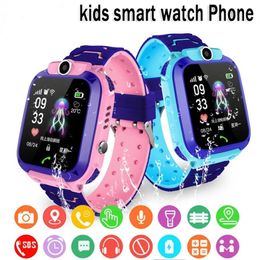 -Q12 Children Smart Watch SOS Phone Watch Smart Wwatch для детей с SIM -картой PO водонепроницаемый IP67 Kids Gift для iOS Android194C