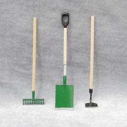 Mini Garden Scene for Doll House Spade Hoe Rake Garden Tools Three-piece Set 1222905