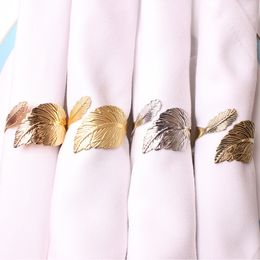 Leaves Feather Napkin Ring Buckle Holders for Wedding Party Festivals Dinner Table Decoration Wholesale 1pcs 1222924