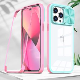 360 Full Cases Body Built-in Screen Protector Lens Camera Protection TPU PC Rugged For iPhone 14 13 12 11 Pro Max XR XS X 8 Plus Samsung S22 Ultra A03 Core A13 4G 5G A53 A73