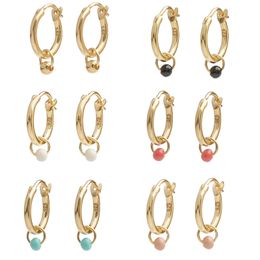 beaded huggie earrings NZ - Hoop & Huggie Creative Removable Enamel Beads Earrings For Women 925 Sterling Silver Colors Drop Jewelry Casual PendientesHoop
