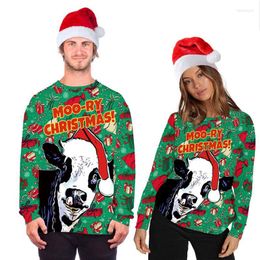 Herren Hoodies Sweatshirts 3D Bauchmuskel Digitaldruck Pullover Lässig Lose Starry Christmas Cartoon Pullover Rundhalsausschnitt