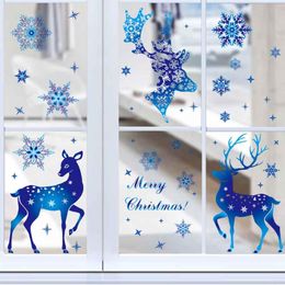 Christmas Decorations 2Pcs Snowflake Elk Window Sticker Wall Stickers Room Decals Xmas For Home Year 2022Christmas