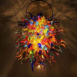 colored ceiling NZ - Pendant Lamps Multi Color Handmade Blown Murano Glass Chandelier Luxury Colored Ceiling Decorative LED lights E14 Modern Art Light284o