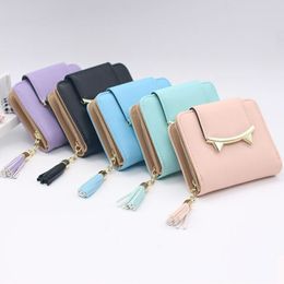 Wallets Girl Leather Wallet Women Coin Purse Card Clamps Cash Clip Billfold Handbag Lady Vintage Men HolderWallets