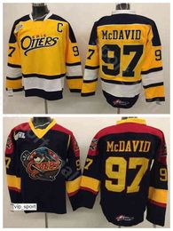 College Premier OHL With COA 97 Connor McDavid Edmonton Erie Otters Jersey Men Hockey Vintage Home Black Away Yellow Quality