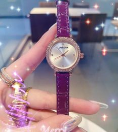 Famous Luxury Small Dial Diamonds Ring Womens Watches 24MM High Quality Nice Dweller Purple Red Green Genuine Leather Belt Quartz montre de luxe gifts wristwatch