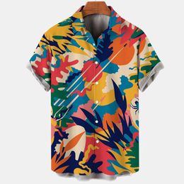 Men's Casual Shirts Flower 3d Digital Men's Retro Fashion Loose Short Sleeves Summer Hawaiian Male Clothing ShirtsMen's