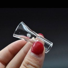 Wholesale Glass Filter Tip One Hitter pipe OD 12mm Clear Dry Herb Tobacco Cigarette holder for Smoking Rolling Paper