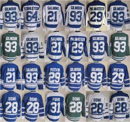 Men Vintage Retro Ice Hockey 93 Doug Gilmour Jerseys 29 Mike Palmateer 21 Borje Salming 64 Stanleycup 29 Felix Potvin Breathable All Stitche