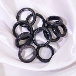 Natural Stone Wide 6mm Blue Sand Finger Rings Unisex Circle Reiki women Jewellery Gifts