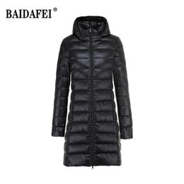 Womens Down Parkas Spring Lightweight Packable Long Jackets Hood Removable Female Portable Fluffy Winter Puffer Jacket 220829