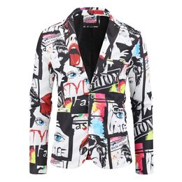 Men s Fashion Suit Party Coat Casual Slim Fit Blazer Buttons 3D Floral Print Painting Blazers Jacket Men 220822