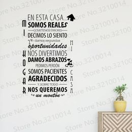 Wall Stickers Spanish EN ESTA CASA Quote Living Room Bedroom Removable PVC Decal DIY Home Decoration RU290WallWall