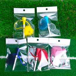 10Pcs Rubber Golf Tees&Different Colors 4cm Imitation Mink Fur Plush Balls&Handmade Rope Prevent Loss Ball Holder Accessory