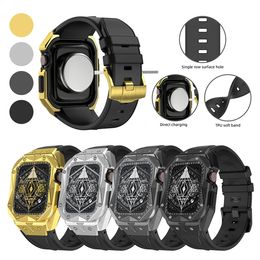 Estojo protetor para pulseira de relógio Apple Watch 44mm 45mm masculino robusto esportivo TPU estojo para pulseira para iWatch Series 4 5 6 7 SE