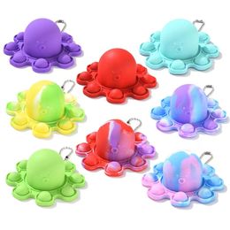 Double sided flip doll Octopus rat killing pioneer finger bubble decompression silicone pendant key chain decompression toy
