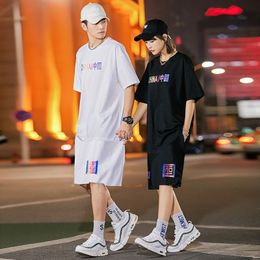 Men's Tracksuits Sports Suit Men's Short-SleeveTT-shirt Shorts Korean Summer Chinese Printed Fashion Casual Student Class Clothes Couple