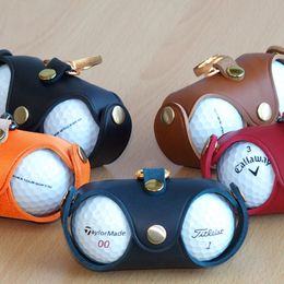 1PC Golf Mini Ball Bag Faux Leather Waist Pouch Storage Bag Container Hold 2 Balls Swivel Waist Belt Clip