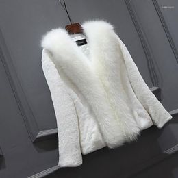 Women's Fur & Faux 2022 Winter White Oversized Jacket Women With Imitation Animal Hair Hood Raglan Sleeve Korean Clothing Elegant Ladies