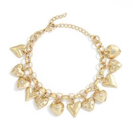 Charm Bracelets Dvacaman 2022 Est Retro Heart For Women Bohemian Metal Gold Color Link Chain Bangles Jewelry PartyCharm