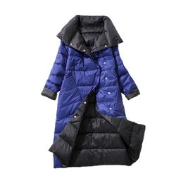 Womens Down Parkas Winter Jacket Women Coats Turtleneck Long Casual Light Warm Duck Double Sided Wear Waterproof Outerwear 220829