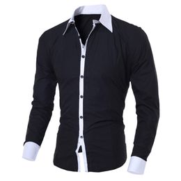 Business Black White Shirt Style Fashion Personality Men's Casual Slim Lapel Casual Male Clothinglong-sleeved Shirt Top Blouse 220822