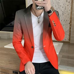 Blazer Fot Men Spring Male Gradient Suit Jacket Masculino Korean Style Slim Fit Casual Fashion Trend Dress 220822