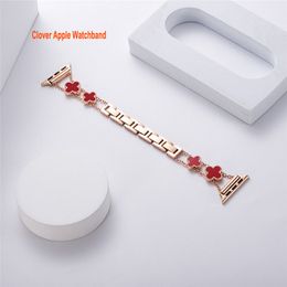 Four Leaf Clover Dressy Bangle Apple WatchBand straps 38mm 40mm 41mm 42mm 44mm 45mm Stainless Steel Bands Smartwatch Band for iWatch Series 7
