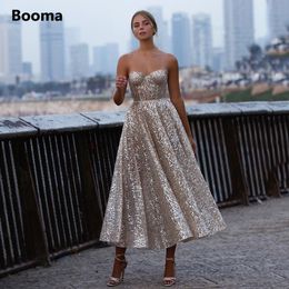 Party Dresses Booma Glitter Sequin Lace Prom Dresses Sweetheart ALine Short Pro 220823