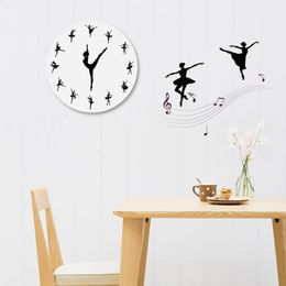 Wall Clocks Diy Ballet Quartz Acrylic Watch Modern Horloge Digital Clock Home Decor For Living Room Sofa Background StickersWallWall