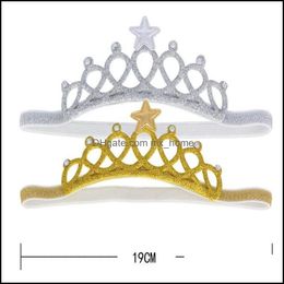 Girls Crown Headband Princess Tiaras Gold Sier Elastic Birthday Gi Mxhome Dhwwk