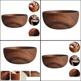 Bowls 1Pc Wooden Salad Rice Serviong For Home Restaurant Drop Delivery 2021 Garden Kitchen Dining Bar Dinnerware Yydhhome Dhaak