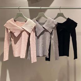 Kuzuwata Autumn Winter Design Women Sweaters Candy Colour Lapel Long Sleeve Slim Knit Pullover Japanese Sweet Jumpers 220822