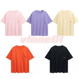 Famouse Mens T Shirts Designer Man Fashion Letter Print Tees With Pocket Womens Casual Loose Tops Size S-XL