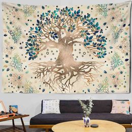 Psychedelic Tree Carpet Wall Hanging Bohemian Hippie Witchcraft Tapiz Science Fiction Dormitory Decor J220804