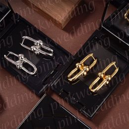 Women Designer Earrings Chain Link Charm Stud Classic Brass Party Earrings Simple Pendant Earring