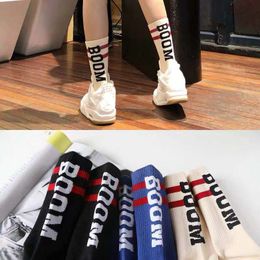 Men's Socks Tide Brand Male Letter BOOM Tube Female European And American Streetwear Hip-Hop Wild High-Top Skateboard SocksMen's