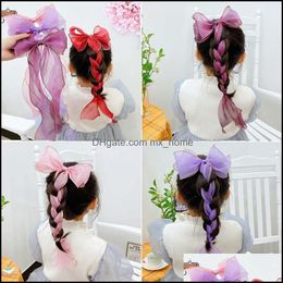 Kids Girl Hairclips Long Ribbon Hair Bows With Clip Handmade Hairp Mxhome Dhna5