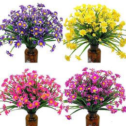 Decorative Flowers & Wreaths Bouquet Cute Plastic Daisy Artificial Flower DIY Wedding Long Branch Fake Plants Home Room Table DecorationDeco