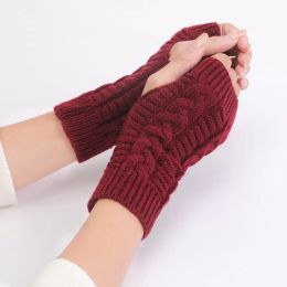 9Pair Fashion Half Finger Gloves For Women Winter Wool Knitting Soft Warm Arm Mittens Handschoenen Unisex Guantes