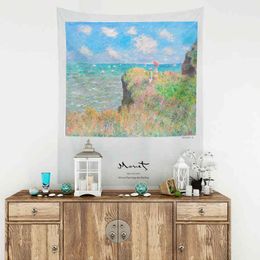 Art Tapestry Wall Hanging Abstract Scenic Painting Blanket Living Room Decor Aesthetic ation Mural Hippie Tapiz J220804