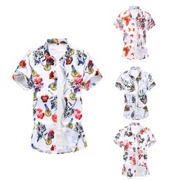 Men's Casual Shirts Men's Business Slim Short Sleeve Shirt Korean Male Youth Floral Half Men Fit Formal ShirtMen's