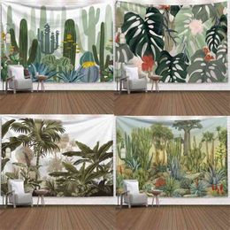 Cactus Summer succulents Wall Decor Tropical Landscape Hanging Rugs Boho Tapestry Aesthetic Room Mural J220804