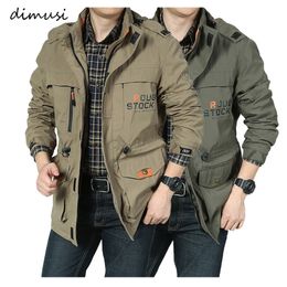 DIMUSI Men's Jackets Casual Outwear Hiking Windbreaker Hooded Coats Fashion Army Cargo Bomber Jackets Mens Clothing 220822
