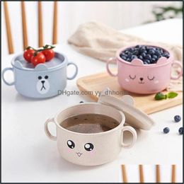 Bowls Cute Cartoon Baby Feeding Bowl Kids Wheat St Dishes Children Container Infant Tableware 3 Colours Drop Delivery 2021 Ho Yydhhome Dhutl